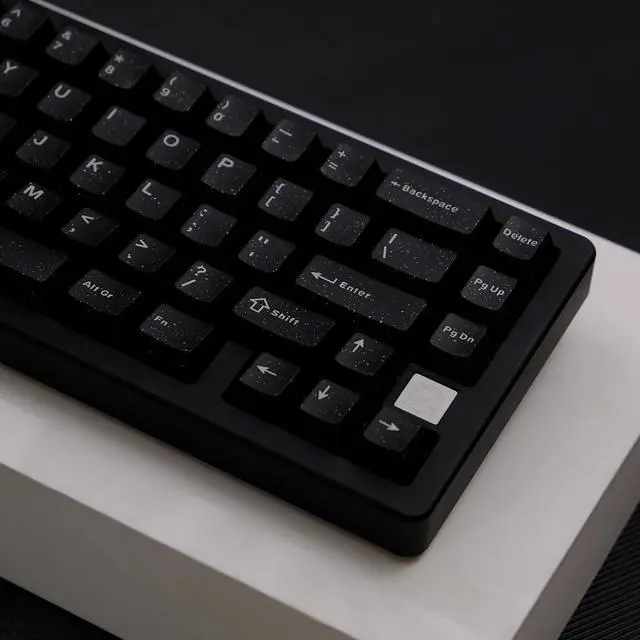 Alt view image 2 of 5 - 114 Keys Doubleshot Translucent Keycaps, Glitter Black keycaps, Cherry Profile Keycap Set for 60% 65% 75% Mechanical Keyboard Cherry Mx Switches