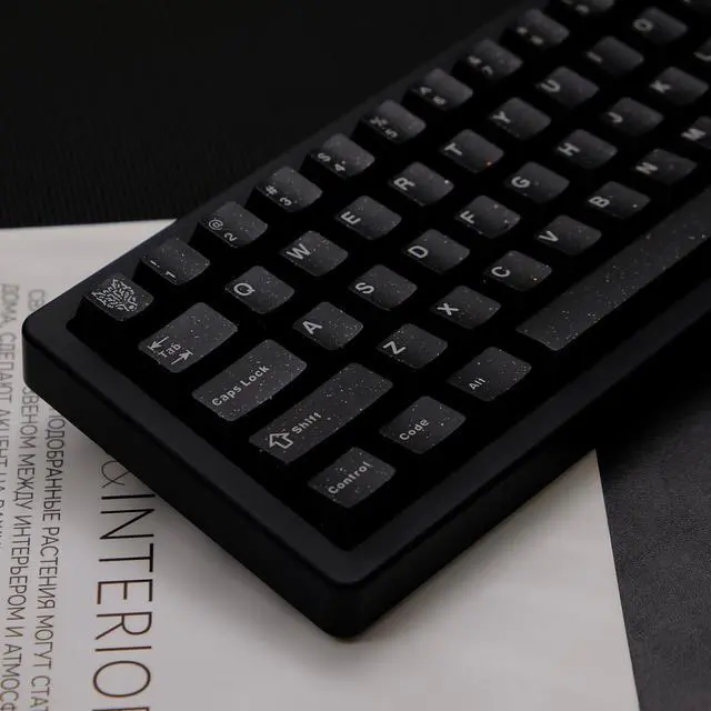 Main image of 114 Keys Doubleshot Translucent Keycaps, Glitter Black keycaps, Cherry Profile Keycap Set for 60% 65% 75% Mechanical Keyboard Cherry Mx Switches