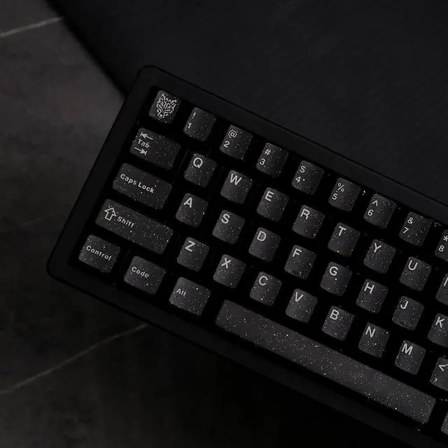 Alt view image 4 of 5 - 114 Keys Doubleshot Translucent Keycaps, Glitter Black keycaps, Cherry Profile Keycap Set for 60% 65% 75% Mechanical Keyboard Cherry Mx Switches