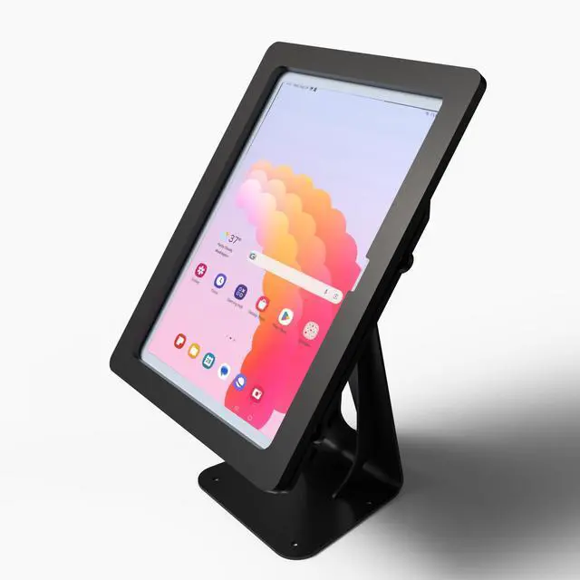 Alt view image 2 of 5 - TABcare Anti-Theft Acrylic Case with 360 Rotate 180 Swivel Metal Desktop Stand & 90-Degree USB C Cable for Samsung Galaxy TAB A9+ 11" Tablet (Black, TAB A9+ 11)