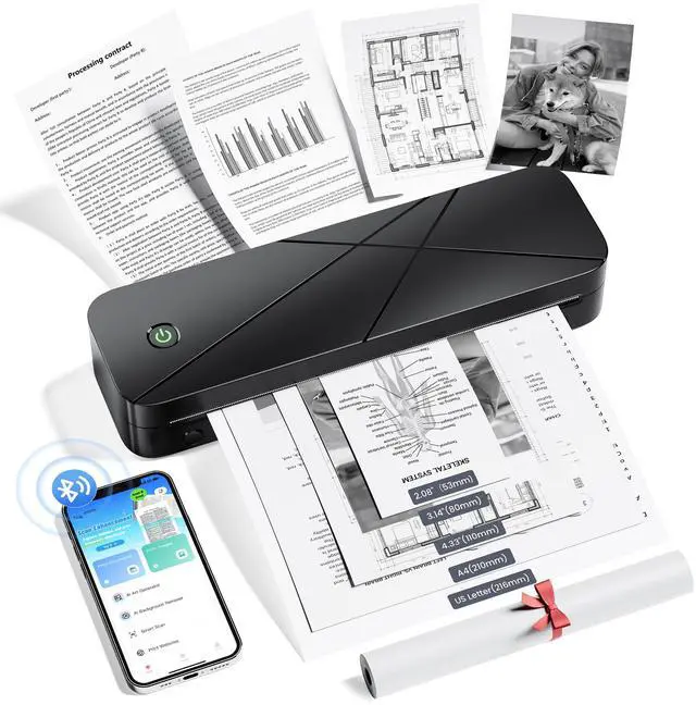 Main image of Portable Printers Wireless for Travel, Inkless Thermal printer for Phone & Laptop, Bluetooth Small Compact Mobile Printer for Vehicle Home Use School Office, Support 8.5" X 11" US Letter & A4 Size