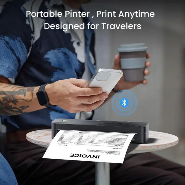 Alt view image 2 of 5 - Portable Printers Wireless for Travel, Inkless Thermal printer for Phone & Laptop, Bluetooth Small Compact Mobile Printer for Vehicle Home Use School Office, Support 8.5" X 11" US Letter & A4 Size