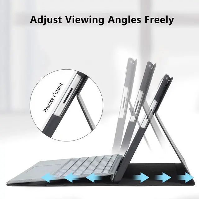 Alt view image 2 of 5 - TAIKESEN Protective Case for Microsoft Surface Pro 11/Pro 10/ Pro 9, Durable Stand Support, Compatible with Type Cover Keyboard, Accessory Bag Included, Grey Color