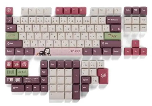 Alt view image 2 of 5 - Team Liquid Demon Slayer Kimetsu No Yaiba Nezuko PBT Dye Sublimation Keycaps for Mechanical Gaming Keyboards, Cherry MX Switches, Custom Side Print, ANSI ISO Support, US Layout - Officially Licensed