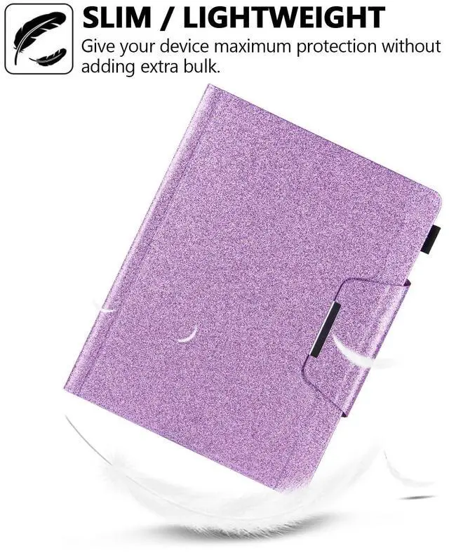 Alt view image 5 of 5 - Glitter Case for iPad Pro 11-inch (M4) 2024 5th Generation, Techcircle Folio Stand Smooth Bling PU Leather Soft TPU Back Smart Cover with Pencil Holder & Card Pocket, Auto Sleep/Wake, Shiny Purple