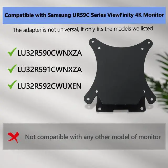 Alt view image 2 of 5 - UR59C vesa Mount Adapter is Only Compatible with Samsung UR59 Series ViewFinity 4K Monitor(Fits U32R590, U32R591, U32R592 UR59C Monitor) (Black)