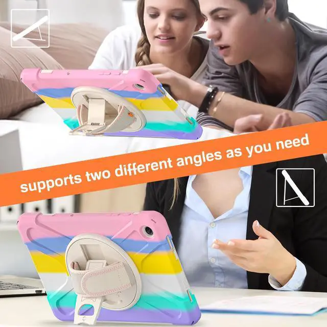 Alt view image 3 of 5 - TSQQST Case for A9+ Plus 11" 2023 for Kids Girls with Screen Protector Stand&Hand Shoulder Strap | Rugged Protective Case for A9 Plus Tablet SM-X210/X216/X218-Rainbow Pink