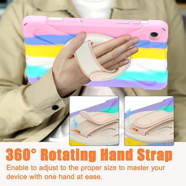 Alt view image 4 of 5 - TSQQST Case for A9+ Plus 11" 2023 for Kids Girls with Screen Protector Stand&Hand Shoulder Strap | Rugged Protective Case for A9 Plus Tablet SM-X210/X216/X218-Rainbow Pink