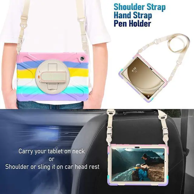 Alt view image 5 of 5 - TSQQST Case for A9+ Plus 11" 2023 for Kids Girls with Screen Protector Stand&Hand Shoulder Strap | Rugged Protective Case for A9 Plus Tablet SM-X210/X216/X218-Rainbow Pink