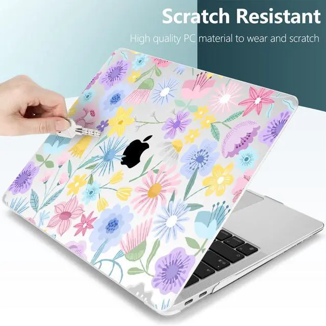 Alt view image 3 of 5 - TWOLSKOO for MacBook Air 13.3 inch Case 2021 2020 2019 2018 Release M1 A2337 A2179 A1932 with Touch ID, Plastic Hard Shell Case & Keyboard Cover & Type C Adapter, Spring Blooms
