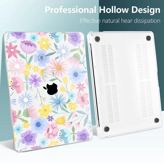 Alt view image 5 of 5 - TWOLSKOO for MacBook Air 13.3 inch Case 2021 2020 2019 2018 Release M1 A2337 A2179 A1932 with Touch ID, Plastic Hard Shell Case & Keyboard Cover & Type C Adapter, Spring Blooms