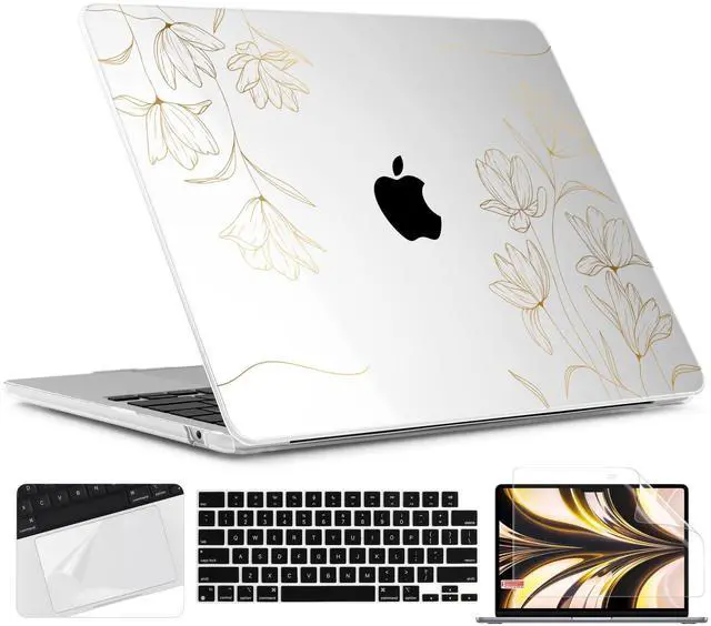 Main image of TWOLSKOO for M4 MacBook Air 13.6 inch Case 2025-2022 Release M4 A3240 M3 A3113 M2 A2681, Plastic Hard Shell & Screen Protector & Keyboard Cover & Trackpad Film, Florals X449