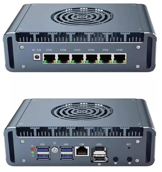 Alt view image 5 of 5 - UDPTCP Micro Firewall Appliance, 6 i226-V 2.5Gbe LAN Ports, Fanless Mini PC Intel Core i7-1265U Twelve Core,2*DDR5 1*M.2 Support AES-NI Barebone Router PC VPN,HDMI DP USB3.0 NO RAM NO SSD