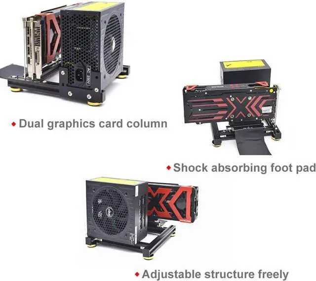 Alt view image 4 of 5 - Ukrmon Video Card Holder Bracket Support ATX Power Supply EXP GDC Graphics Dock PCI-E Extension Riser Cable DIY ATX case Computer Graphics Card Holder Aluminum