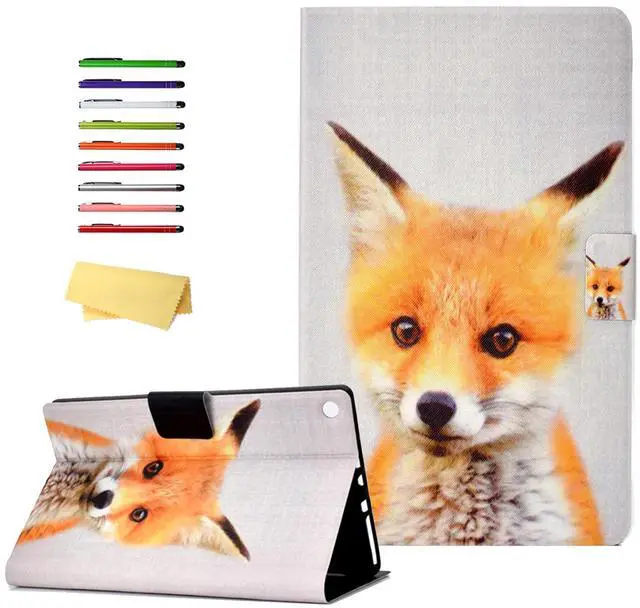 Main image of UUcovers Kindle Fire HD 10 Tablet 9th/7th/5th Generation 10.1 inch Case 2019/2017/2015, Smart Folio Stand PU Leather TPU Shockproof Wallet Cover with [Auto Wake/Sleep] Magnetic Card Slots, Yellow Fox