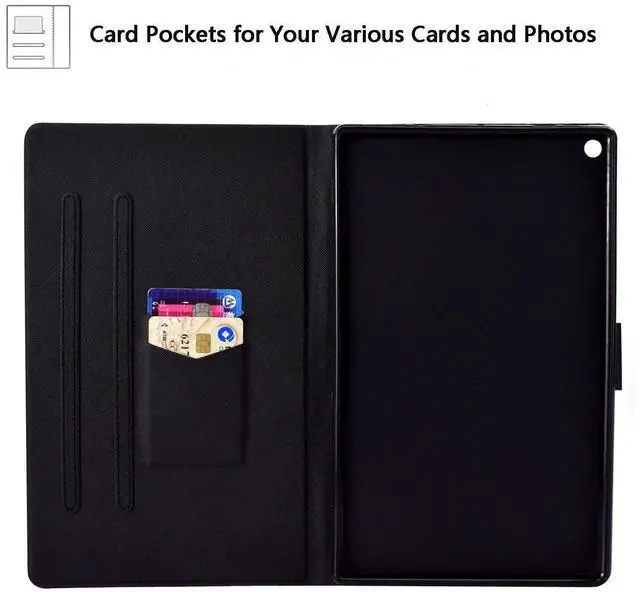 Alt view image 4 of 5 - UUcovers Kindle Fire HD 10 Tablet 9th/7th/5th Generation 10.1 inch Case 2019/2017/2015, Smart Folio Stand PU Leather TPU Shockproof Wallet Cover with [Auto Wake/Sleep] Magnetic Card Slots, Yellow Fox