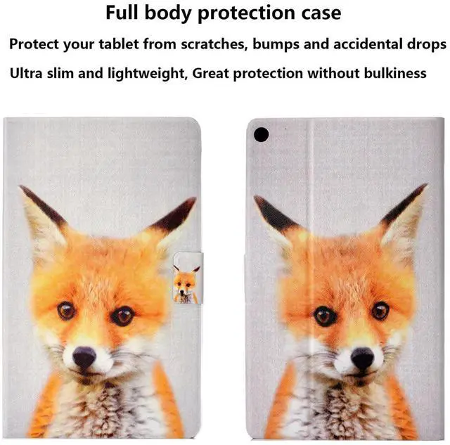 Alt view image 3 of 5 - UUcovers Kindle Fire HD 10 Tablet 9th/7th/5th Generation 10.1 inch Case 2019/2017/2015, Smart Folio Stand PU Leather TPU Shockproof Wallet Cover with [Auto Wake/Sleep] Magnetic Card Slots, Yellow Fox