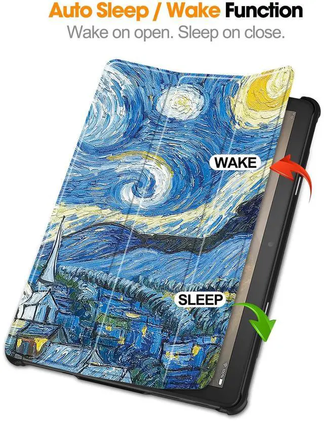 Alt view image 5 of 5 - UUcovers Case for All-New Kindle Fire HD 10 Tablet (only 13th Generation,2023 Release) 10.1" Trifold Lightweight Stand Hard Shell Cover with Auto Wake/Sleep for Fire HD 10 2023,Starry Night Van Gogh