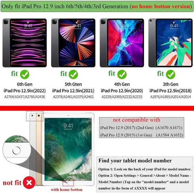 Alt view image 2 of 5 - UUcovers for iPad Pro 12.9 inch Kids Case 6th/5th/4th/3rd Generation (2022/2021/2020/2018) with Kickstand/Pencil Holder/Handle Stand Lightweight Soft EVA Shockproof Heavy Duty Protective Cover, Red