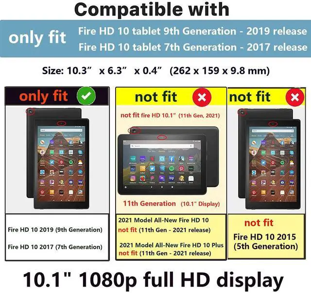 Alt view image 2 of 5 - UUcovers for  Kindle Fire HD 10 Tablet 2019/2017 Case 9th and 7th Generation 10.1" with Pencil Holder Card Slots [Auto Sleep/Wake] Folio Stand PU Leather Magnetic Smart Flip Cover, Wolf & Dog