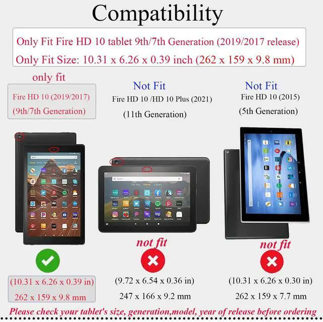 Alt view image 2 of 5 - UUcovers for  Kindle Fire HD 10 Case 9th/7th Generation 10.1 inch (2019/2017) with Stand/Pencil Holder/Pockets [Auto Wake/Sleep],Magnetic Smart PU Leather Folio Cover, Purple Flower Butterfly