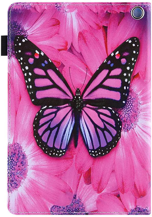 Alt view image 5 of 5 - UUcovers Case for  Kindle Fire HD 10 & 10 Plus Tablet (only Fits 11th Generation, 2021 Release) 10.1" with Pencil Holder/Stand/Pockets Shockproof Cover [Auto Sleep/Wake], Pink Butterfly Flower