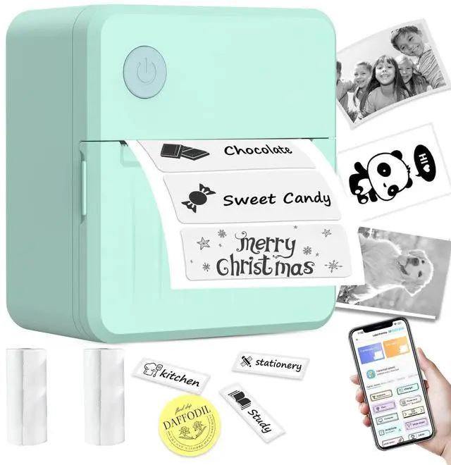 Main image of Label Maker Machine with Tape - Bluetooth Thermal Label Printer, Mini Sticker Maker for Home, Office, School & Small Business, Includes 2 Rolls of Label Paper