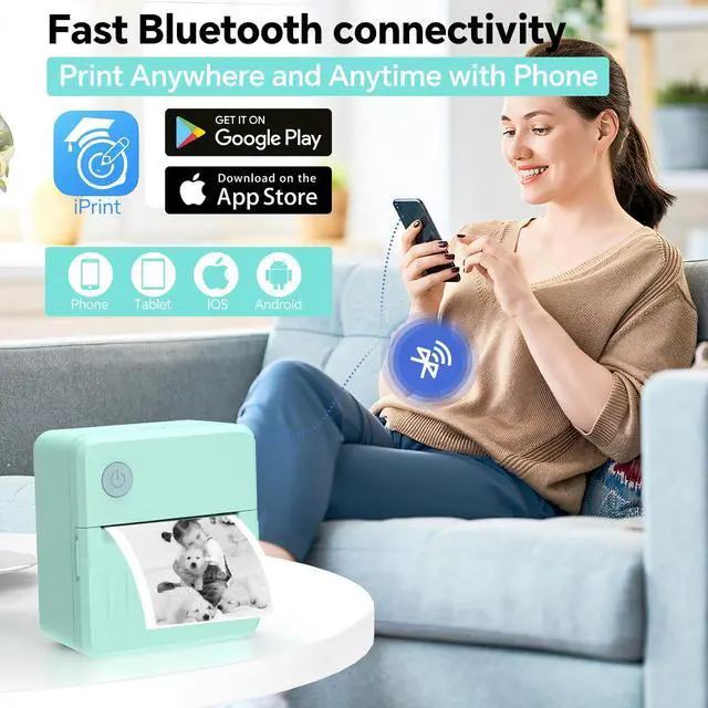 Alt view image 2 of 5 - Label Maker Machine with Tape - Bluetooth Thermal Label Printer, Mini Sticker Maker for Home, Office, School & Small Business, Includes 2 Rolls of Label Paper