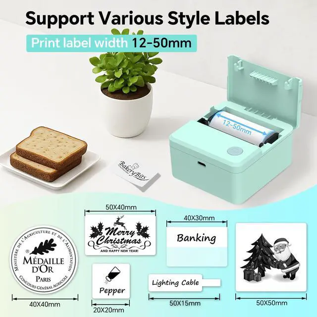 Alt view image 4 of 5 - Label Maker Machine with Tape - Bluetooth Thermal Label Printer, Mini Sticker Maker for Home, Office, School & Small Business, Includes 2 Rolls of Label Paper