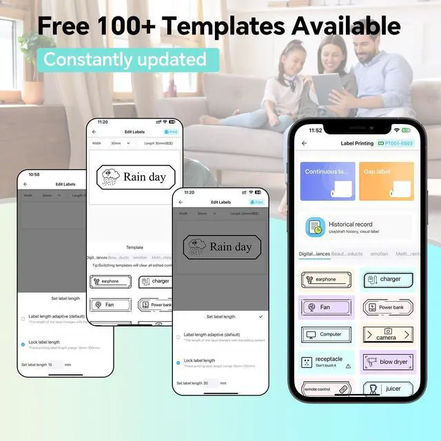 Alt view image 5 of 5 - Label Maker Machine with Tape - Bluetooth Thermal Label Printer, Mini Sticker Maker for Home, Office, School & Small Business, Includes 2 Rolls of Label Paper