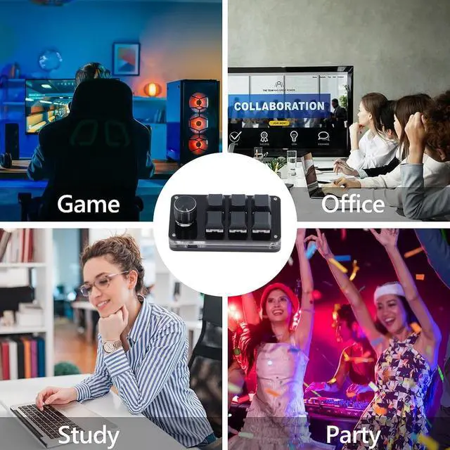 Alt view image 5 of 5 - Walfront Macro Keyboard Programmable One Handed USB PC Keypad Mini Mechanical Gaming Keyboard 6 Keys 1 Knob Programming Macro Pad Game Keyboards for Laptop Computers