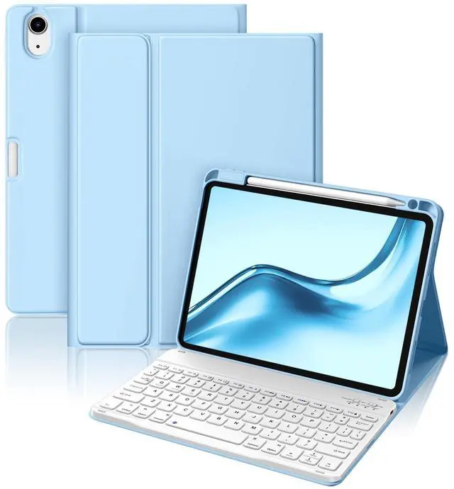 Main image of Wenlaty Keyboard Case for iPad Air 11-inch Case with Keyboard (M3/M2, 2025/2024) & Air 5th/4th Gen 10.9'', Detachable Bluetooth Keyboard - Thin & Light Cover with Pencil Holder for iPad Air, Sky Blue