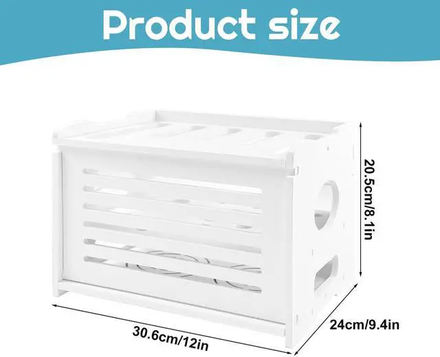 Alt view image 3 of 5 - Upgrade Router Shelf Storage, Networking Router Stand, Freestand & Wall Mounted Router Storage Box, Modem Cable Box Shelf, Router Cover Organized Shelf, Power Strip Cable Management Hider Rack