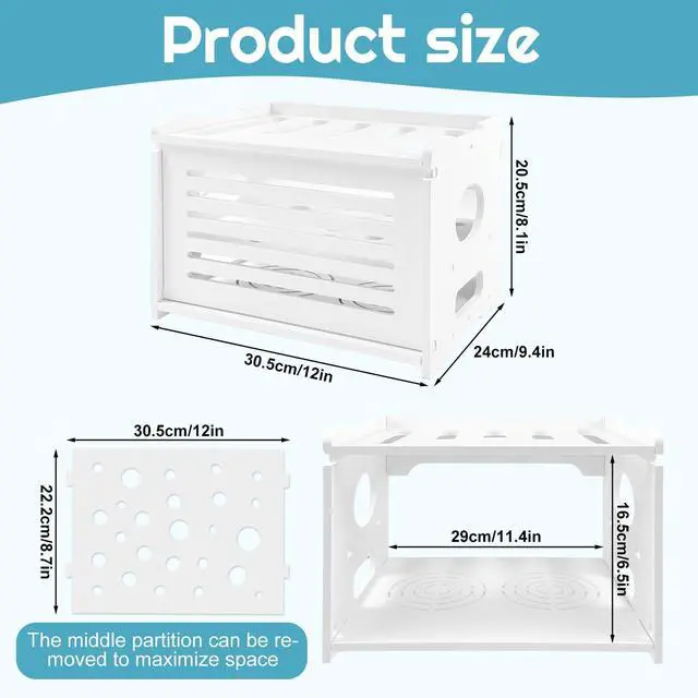 Alt view image 2 of 5 - Upgrade Router Shelf Storage, Networking Router Stand, Freestand & Wall Mounted Router Storage Box, Modem Cable Box Shelf, Router Cover Organized Shelf, Power Strip Cable Management Hider Rack