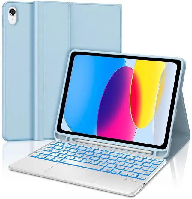 Main image of WINCHKING Trackpad Keyboard Case for iPad A16 2025 11th/10th 2022 Generation (11-inch/10.9),7-Color Backlit,Detachable Wireless Keyboard with Bulit-in Pencil Holder iPad Protective Cover(Blue)