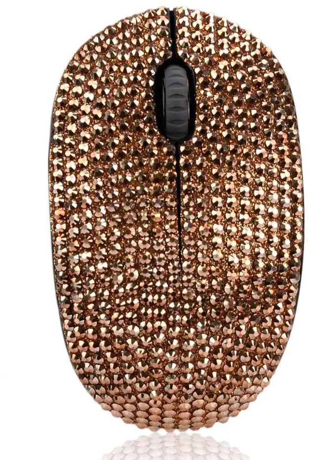 Main image of Bling Dazzling 2.4GHz Wireless Silent Mouse Covered with Rhinestone Crystal, Crystallized Mouse with USB Receiver, Compatible with Notebook, PC, Laptop, Computer, MacBook,Great Gift (Rose Gold)