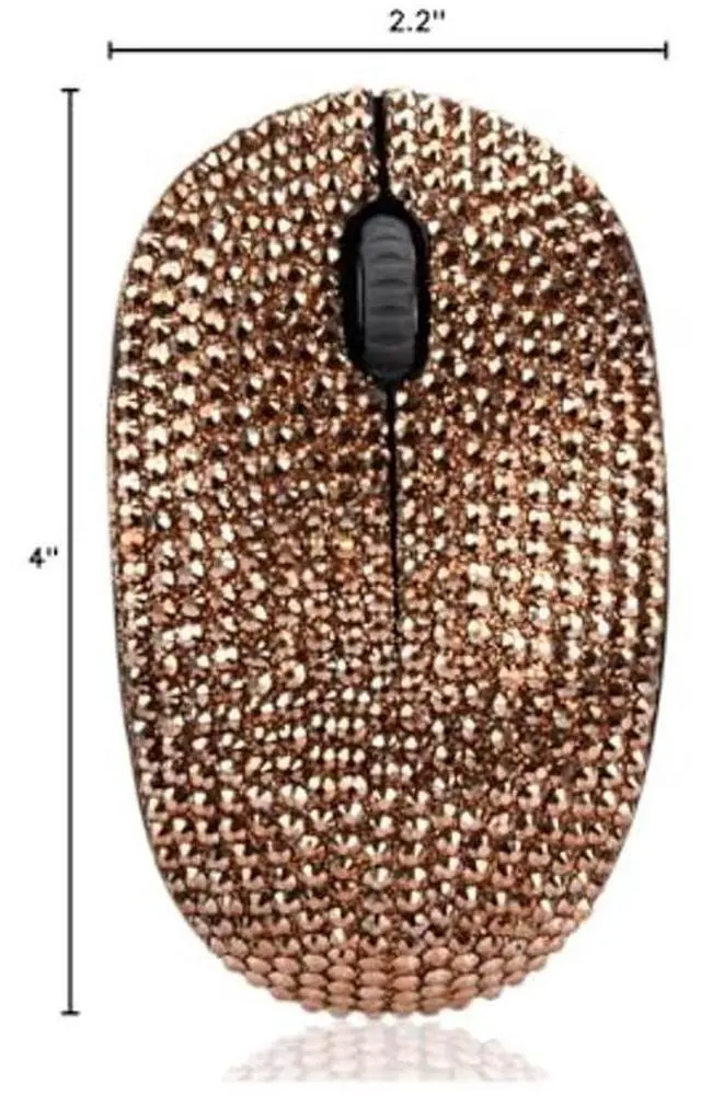 Alt view image 5 of 5 - Bling Dazzling 2.4GHz Wireless Silent Mouse Covered with Rhinestone Crystal, Crystallized Mouse with USB Receiver, Compatible with Notebook, PC, Laptop, Computer, MacBook,Great Gift (Rose Gold)