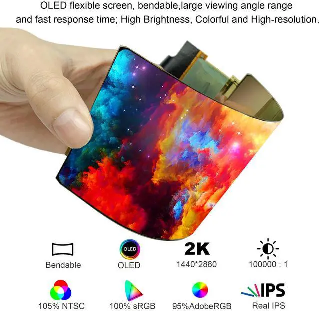 Alt view image 2 of 5 - wisecoco 6 inch 2K 1440 * 2880 Flexible OLED Screen Display Soft Curved Bendable Display Screen Module with HDMI Driver Board Controller Kit Only Support Windows Portrait Mode by Default