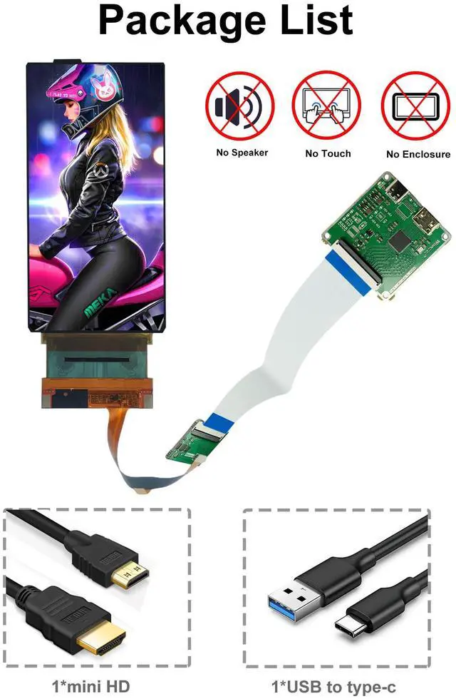 Alt view image 4 of 5 - wisecoco 6 inch 2K 1440 * 2880 Flexible OLED Screen Display Soft Curved Bendable Display Screen Module with HDMI Driver Board Controller Kit Only Support Windows Portrait Mode by Default