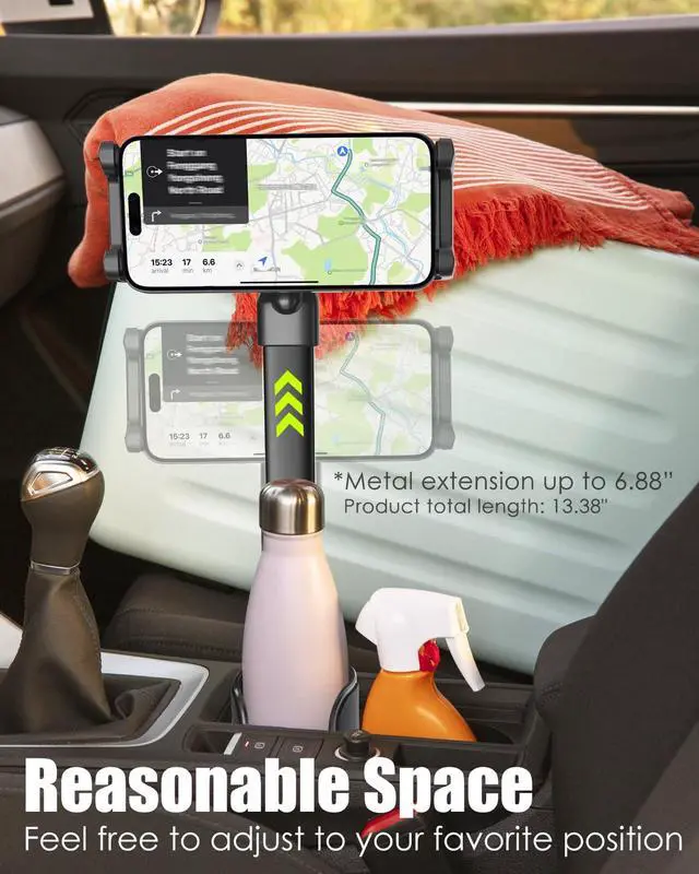 Alt view image 3 of 5 - Wukanleng Car Cup Holder Tablet Mount, Tablet Holder for Car Bottle with Stabilize Metal Telescopic Arm for Car SUV Truck Hand Free Compatible with iPad Pro 12.9 Air Mini, Galaxy Z, 4-13" Devices