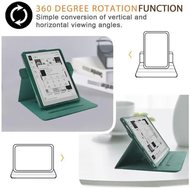 Alt view image 2 of 5 - Xuanbeier Case Compatible with BOOX Tablet Go 10.3 ePaper E Ink Tablet,Multi-Angle Viewing Protective Cover with Pocket,Handstrap and Pen Holder,Auto Wake/Sleep,DarkGreen