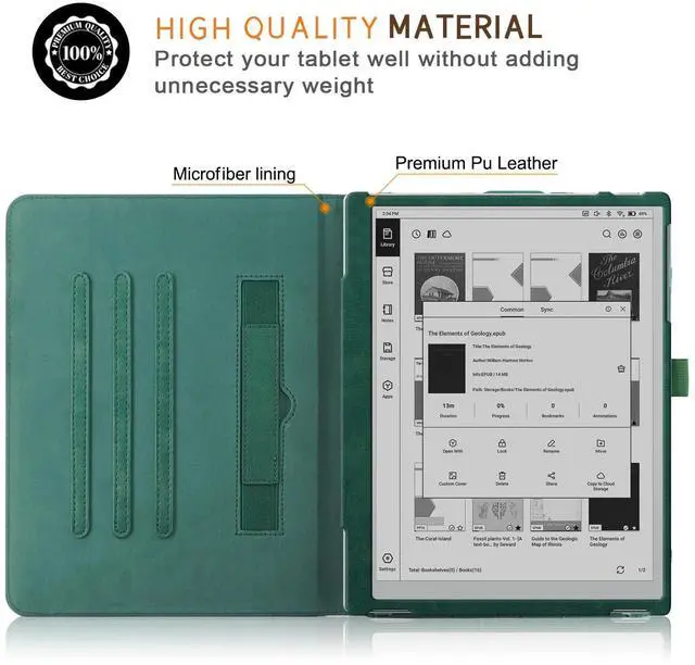 Alt view image 3 of 5 - Xuanbeier Case Compatible with BOOX Tablet Go 10.3 ePaper E Ink Tablet,Multi-Angle Viewing Protective Cover with Pocket,Handstrap and Pen Holder,Auto Wake/Sleep,DarkGreen