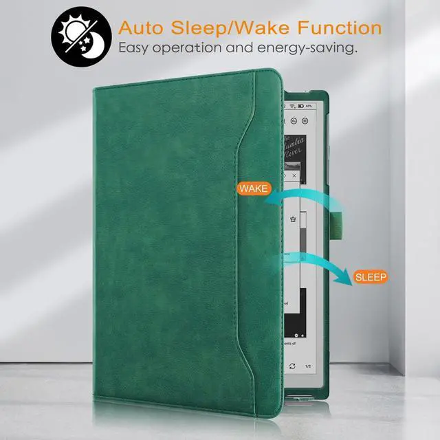 Alt view image 4 of 5 - Xuanbeier Case Compatible with BOOX Tablet Go 10.3 ePaper E Ink Tablet,Multi-Angle Viewing Protective Cover with Pocket,Handstrap and Pen Holder,Auto Wake/Sleep,DarkGreen