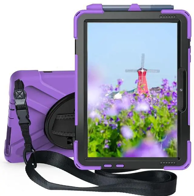 Main image of Sfulatdc Tablet Case with 360 Rotating Strap and Stand Heavy Duty Protective Full Body Cover Compatible with Microsoft Surface Go 4/3/2/1 Purple