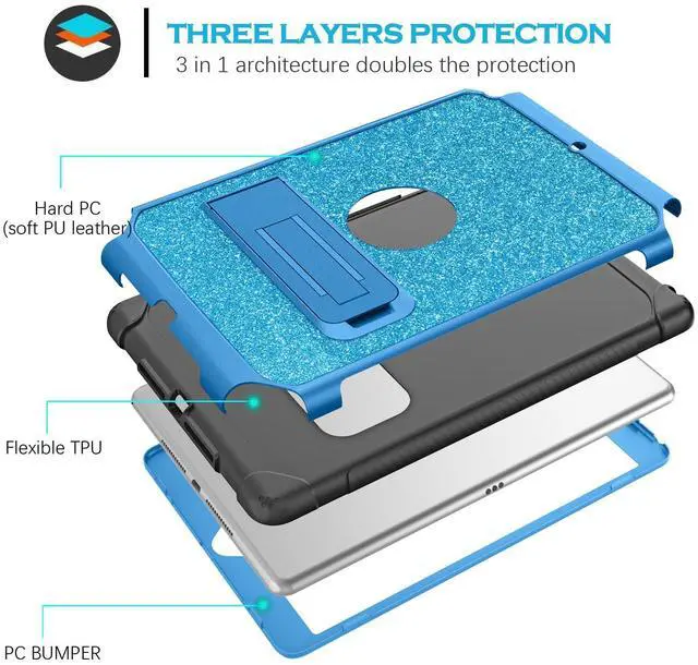 Alt view image 2 of 5 - YINLAI for iPad 10.2 Inch Case, iPad 9th 8th 7th Generation Case with Kickstand Holder Women Kid Men Heavy Duty Shockproof Protective Tablet Cover for iPad 9th 8th 7th Gen 2021/2020/2019, Royal Blue