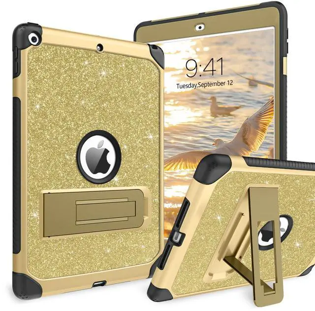 Main image of YINLAI for iPad 10.2 Inch Case, iPad 9th 8th 7th Generation Case with Kickstand Holder Women Kid Men Heavy Duty Shockproof Protective Tablet Cover for iPad 9th 8th 7th Gen 2021/2020/2019, Gold