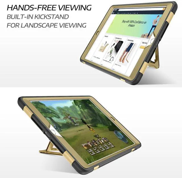 Alt view image 3 of 5 - YINLAI for iPad 10.2 Inch Case, iPad 9th 8th 7th Generation Case with Kickstand Holder Women Kid Men Heavy Duty Shockproof Protective Tablet Cover for iPad 9th 8th 7th Gen 2021/2020/2019, Gold