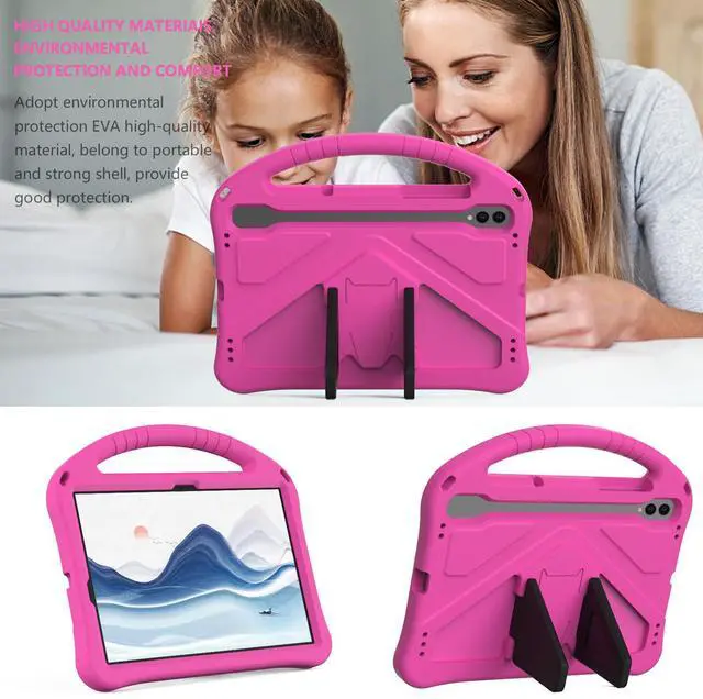 Alt view image 3 of 5 - YRH for Samsung Galaxy Tab S9 FE 5G/S10 FE Tablet Case Kids 10.9-inch, Kids EVA Protective Cover with Stand Handle, Pink