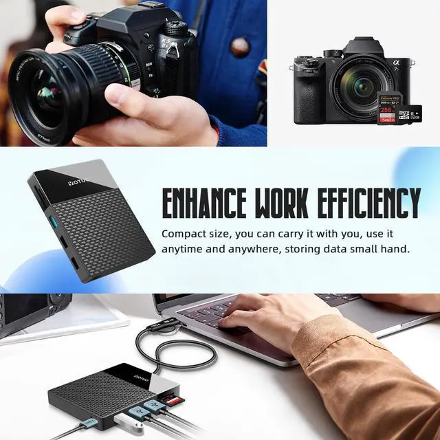 Alt view image 4 of 5 - YOTUO Portable Docking Station External Hard Drive 1TB Storage, USB-C Hub + HDD 7-in-1, USB 3.0, SD/TF Card, HDD for Windows, Mac, Android, TV, Phone, Laptop, Desktop, PC