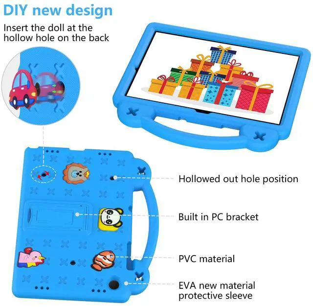 Alt view image 3 of 5 - YRH for Galaxy Tab A9 Plus Case Kids 11-inch 2023, EVA Shockproof Cover for Samsung A9+ Plus Tablet Case, with Stand Handle Figures, SkyBlue